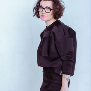 black, skirt, suit, neoprene, pencil