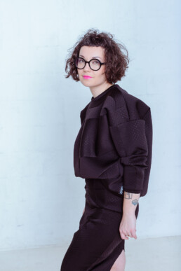 black, skirt, suit, neoprene, pencil