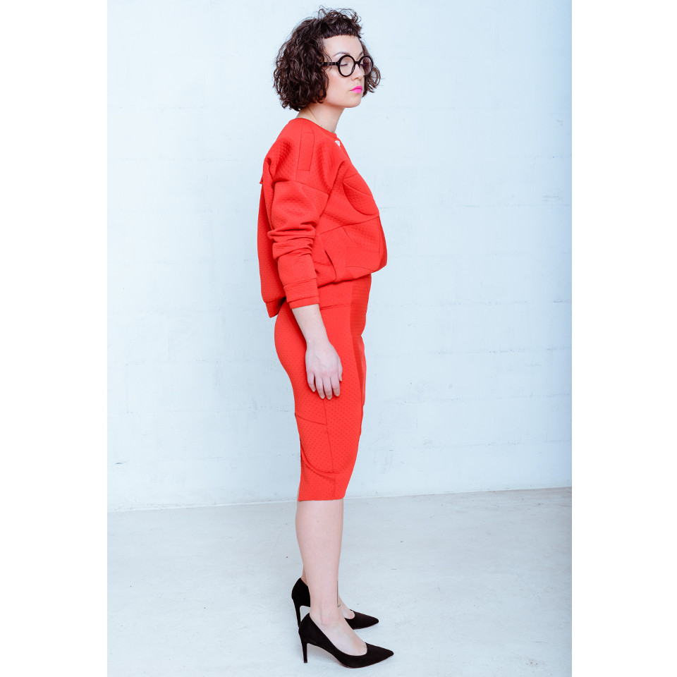 red, skirt, pullover, set, zefyras