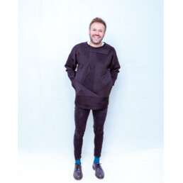 black, sustainable fashion, neoprene jumper, pullover