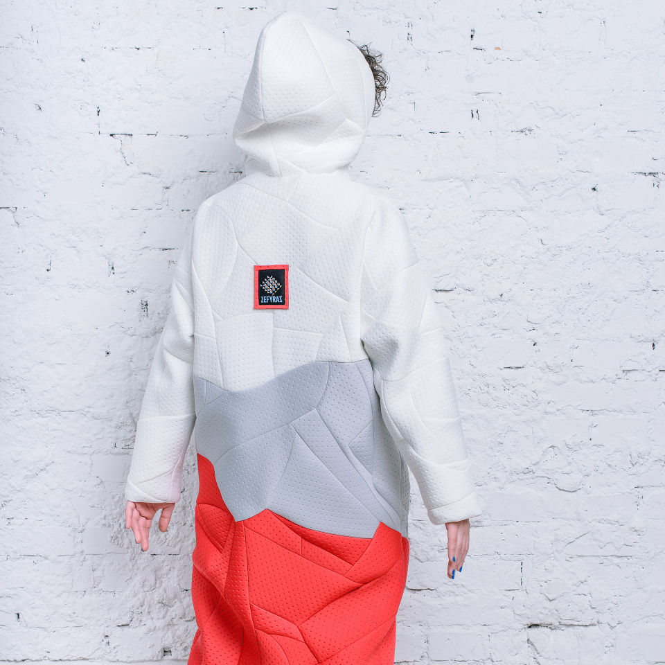 neoprene coat, sustainable fashion, unique, wabi sabi