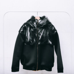 bomber jacket, fitted waist, jacket, neoprene, unique, unique design