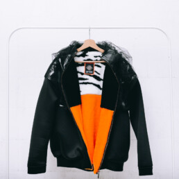 bomber jacket, fitted waist, jacket, neoprene, unique, unique design