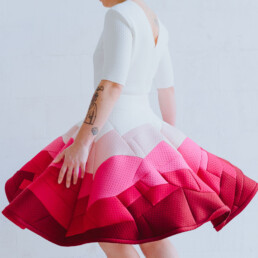 neoprene skirt, sustainable fashion, zefyras skirt, ombre skirt, skirt suit