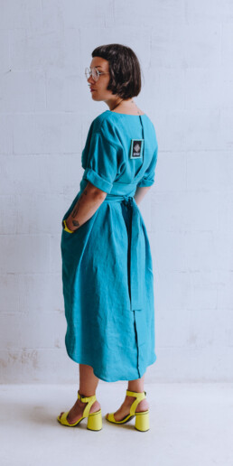 zefyras dress, turquoise dress, linen dress, dress with pockets